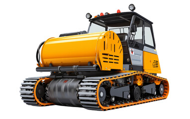 A powerful yellow bulldozer on a white background