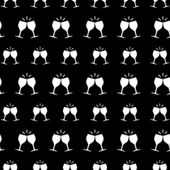 Clink glasses graphic icon seamless pattern isolated on black background