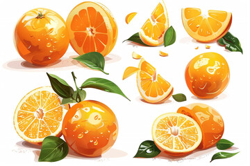 Orange fruit vector artwork set on a white background.