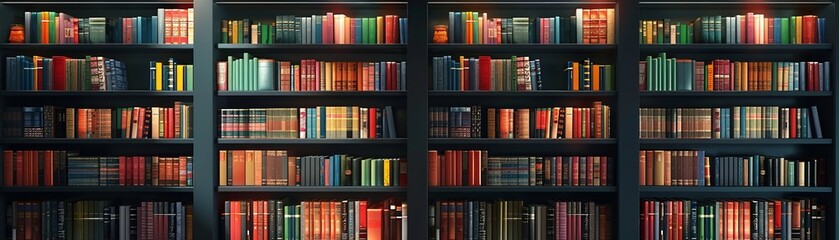 3D render clay style of A library shelf filled with classics and modern bestsellers , no contrast, clean sharp focus - obrazy, fototapety, plakaty