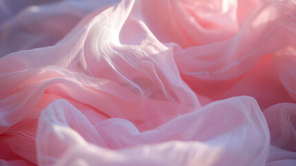 Obraz premium A pink fabric with a soft texture. The fabric is pink and has a smooth, flowing appearance