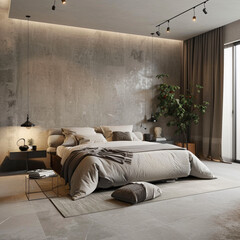 modern bedroom design, neutral, minimal style, bedbacking