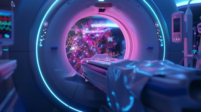 Advanced PET scan technology visualized with vibrant colors highlighting its precision in detecting diseases