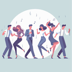 Fototapeta na wymiar Vector group of people dancing with a simple flat design style