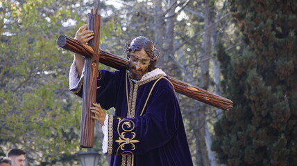 Holy week procession in Spain. Image of Jesus Christ during the holy week of spain