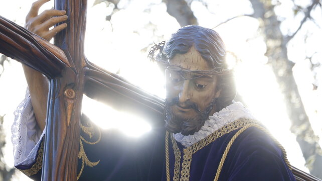 Holy week procession in Spain. Image of Jesus Christ during the holy week of spain