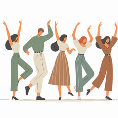 Fototapeta na wymiar Vector group of people dancing with a simple flat design style