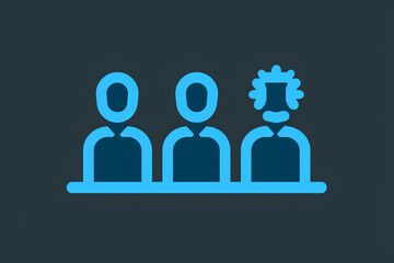 Vector pictogram for a workshop. The illustration style is a hatching transparent background with a flat, iconic, bicolor, smooth blue symbol.