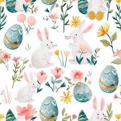 seamless pattern rabbit with eggs