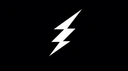 A white lightning bolt on a black background.Vector illustration
