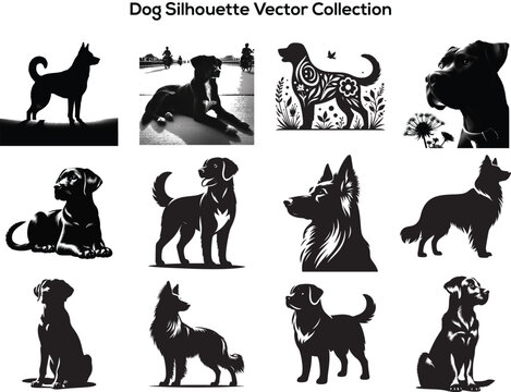 Dog Silhouette Vector Collection