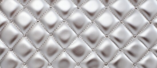 a close up of a silver quilted leather texture . High quality