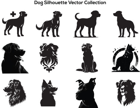 Dog Silhouette Vector Collection
