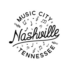 Nashville music city vector design template. Nashville Tennessee logotype. Vector and illustration.