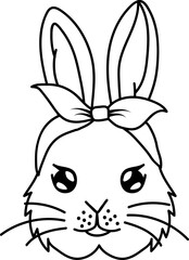 black and white Easter Bunny illustration