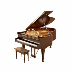 Fototapeta premium Classical piano musical instrument isolated on transparent background