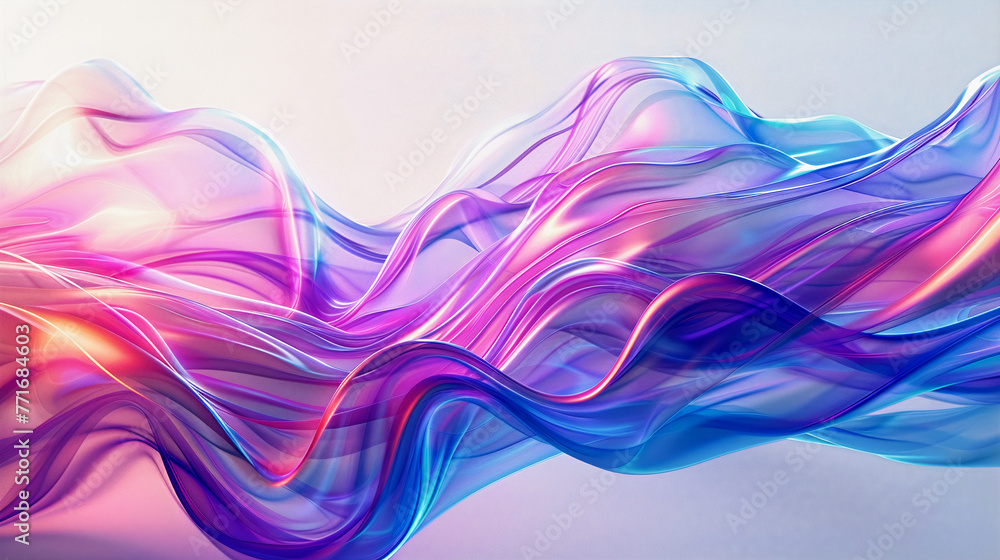 Poster abstract background holographic colors with curved lines, effect and feeling of movement. generative