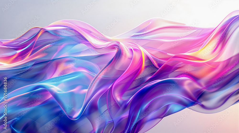 Poster abstract background holographic colors with curved lines, effect and feeling of movement. generative