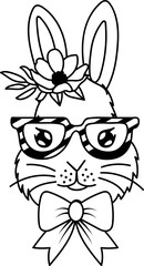 black and white Easter Bunny illustration