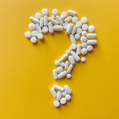 Pills arranged in a question mark.