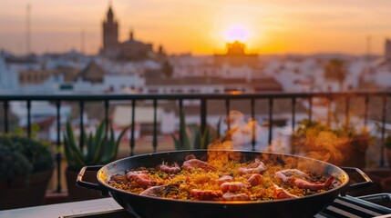 paella in Seville, spanish most traditional dish