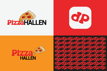 Pizza logo design, pizza restaurant branding, pizza and street food logo and branding, logo design for fast food, food shop logo design vector and template. 