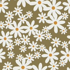 Seamless Vector Pattern with Daisies Flowers