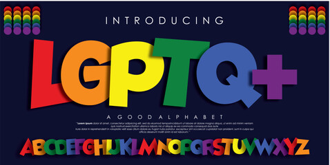  LGPTQ+ Modern, minimal typography creative urban style. best for black history month, pride, and Juneteenth with rainbow color vector illustration - obrazy, fototapety, plakaty