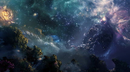 Fototapeta na wymiar Mysterious space wallpaper for applies to graphic resources used for a variety of designs