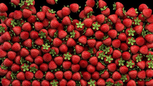 Falling strawberry transition &ndash; 3d render with alpha channel.
