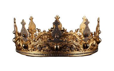 A majestic gold crown gleams against a pristine white backdrop, exuding opulence and royalty