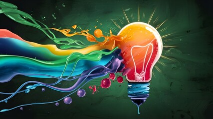 The Genesis of Innovation: A Luminous Light Bulb at the Heart of a Colorful Paint Revolution