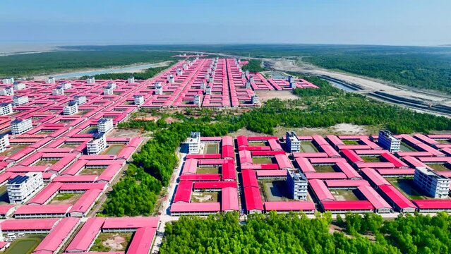 A Bird's-Eye View of the Rohingya Settlement on Vashanchar Island in Bangladesh