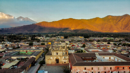 Aerial view of Antigua, Guatemala. - obrazy, fototapety, plakaty