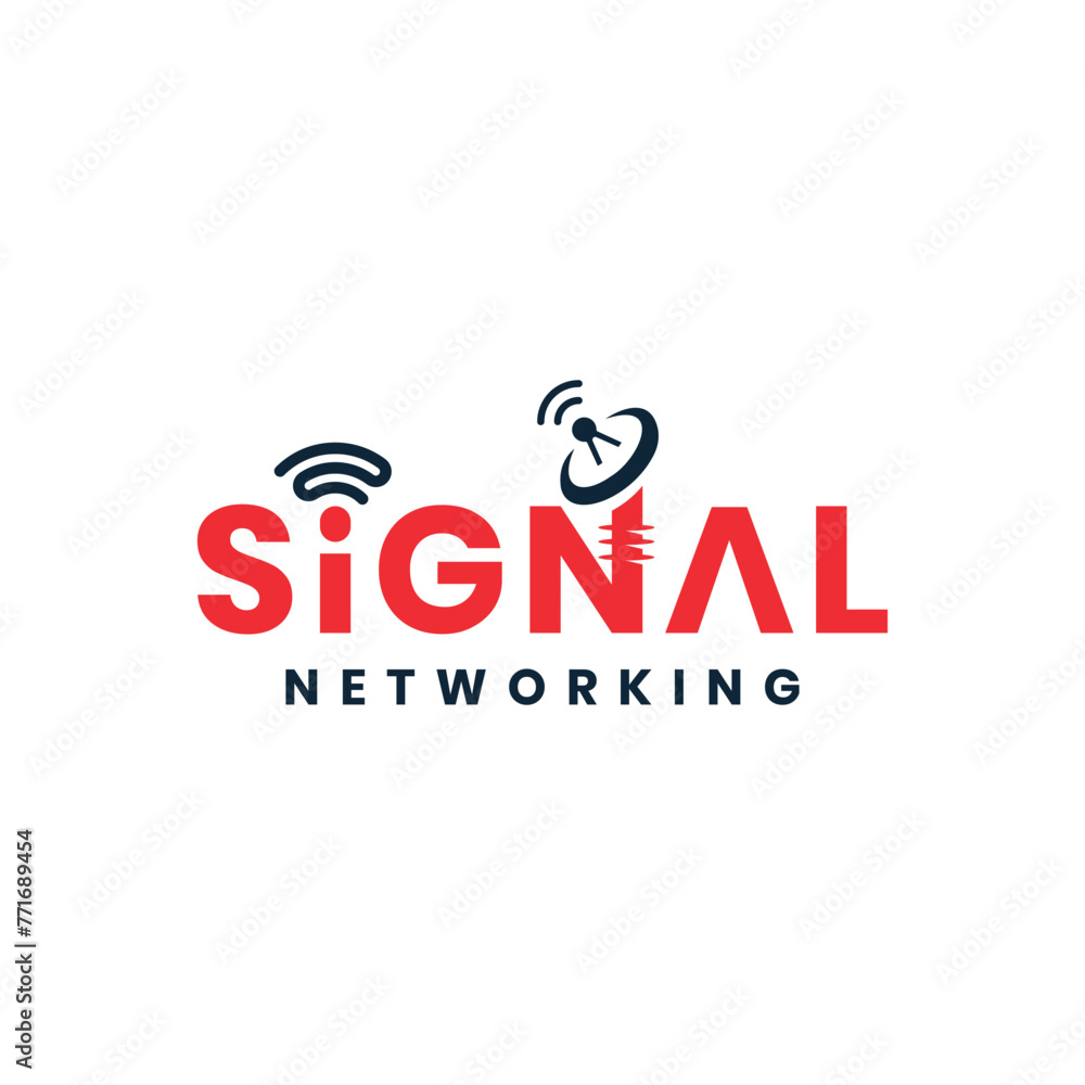 Poster signal networking lettering text creative design vector logo template