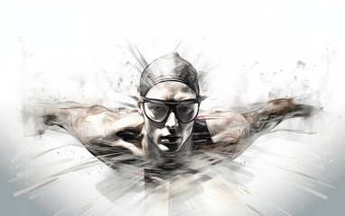 Wide viewing angle for swimmers. high energy. illustration. White background 