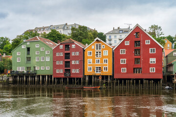 Bakklandet Wooden House Village in Trondheim in Norway - 771690431
