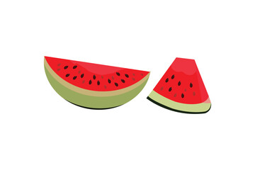 Vector sliced ​​watermelon fruit isolated white background.