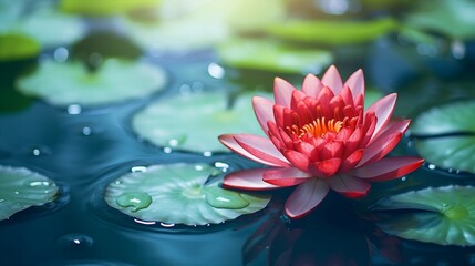water lily in the rain background