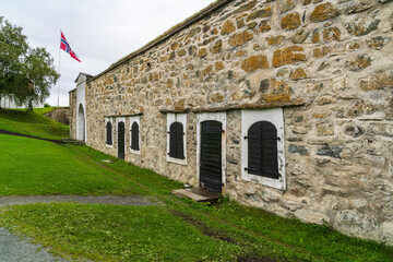 Norwegian Flag and Kristiansten Festning Fortress in Trondheim