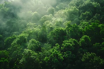 : A dense forest with various shades of green