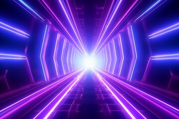 abstract background of the futuristic neon tunnel