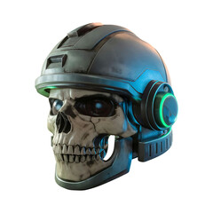 Soldier skull helmet futuristic robot helmet isolated on transparent background