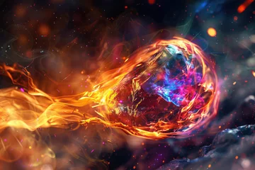  magical flaming meteorite, colourful © Kitta