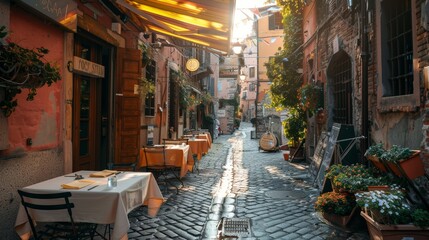 Tipico ristorante italiano nel vicolo storico