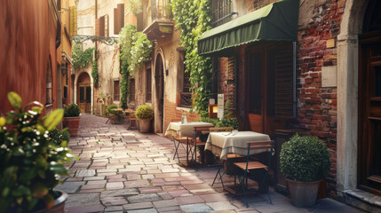 Fototapeta na wymiar Tipico ristorante italiano nel vicolo storico