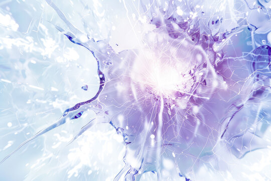 microscopic etheral close up of hydrogen particles imploding and bursting with enormous force