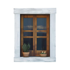 Wooden window cut out png isolated on transparent background