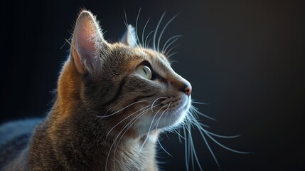 Elegant cat posing, studio light, high detail, regal side profile
