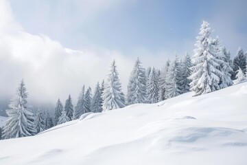 Obraz premium Snow Covered Hill With Trees in the Background